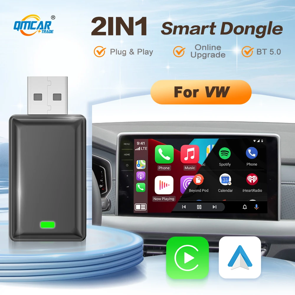 Android Auto Carplay Wireless Adapter 2in 1 smart Dongle For VW Spacefox CC Golf R Fox GTI Polo Touran Gol Bora
Android Auto Carplay Wireless Adapter 2in 1 smart Dongle For VW Spacefox CC Golf R Fox GTI Polo Touran Gol Bora