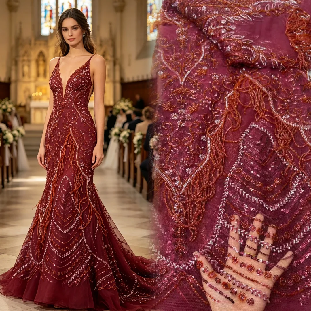 Luxury 3D African Heavy Beaded Lace Fabric French Bridal Sequins Lace Fabric 2025 Luxury Nigerian Tulle Lace Fabric For Dress
Luxury 3D African Heavy Beaded Lace Fabric French Bridal Sequins Lace Fabric 2025 Luxury Nigerian Tulle Lace Fabric For Dress