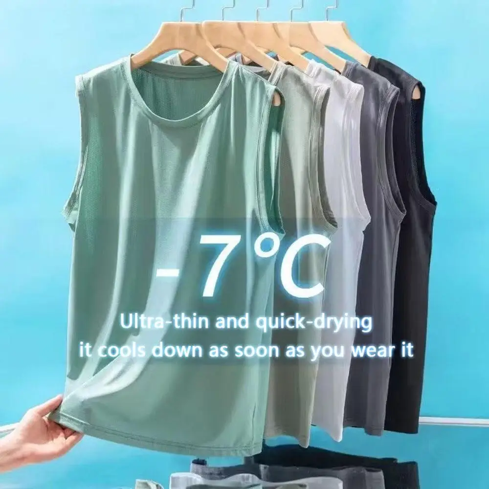 Summer Outerwear Men Sleeveless T-shirt Tank Top Quick Dry Ice Silk Mesh Vest Lightweight Singlet Solid Vest Casual Sport Top
Summer Outerwear Men Sleeveless T-shirt Tank Top Quick Dry Ice Silk Mesh Vest Lightweight Singlet Solid Vest Casual Sport Top
