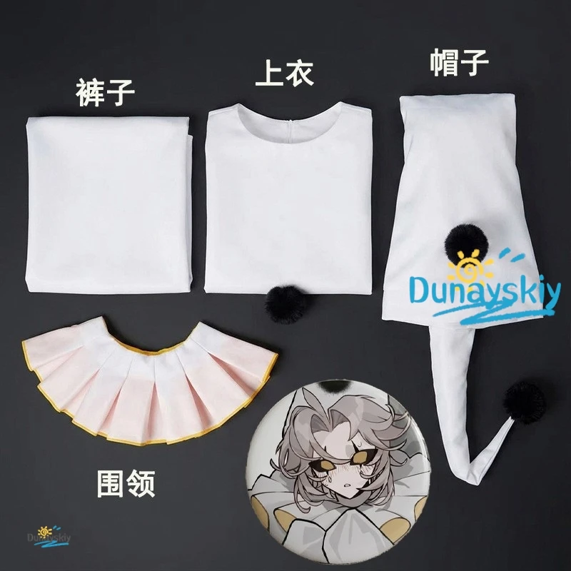 Circus Pierrot Freak Party Cosplay Outfit Full White Clown Suit With Mask Wig And Bell For Visual Novel Fans Cosplay Events
Circus Pierrot Freak Party Cosplay Outfit Full White Clown Suit With Mask Wig And Bell For Visual Novel Fans Cosplay Events