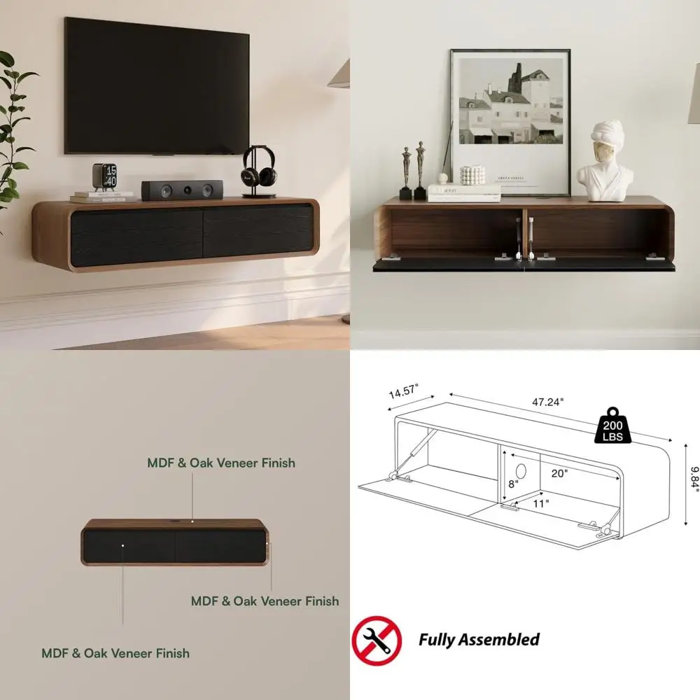 Modern Wall-Mounted Minimalist TV Stand with Flip-Down Doors and Storage Space
Modern Wall-Mounted Minimalist TV Stand with Flip-Down Doors and Storage Space