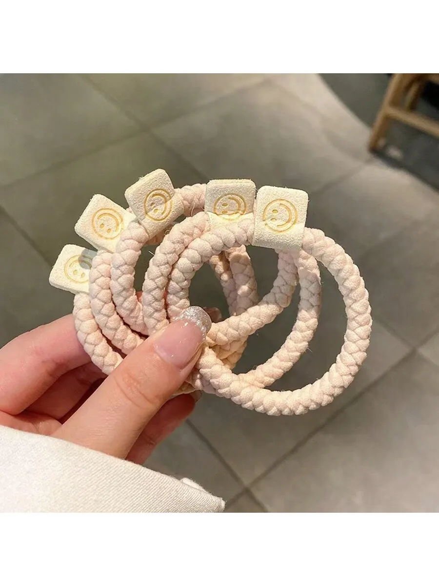 5pcs Soft Stretchy Braided Hair Scrunchies With Smile Charm Elastic Hair Ties For Women
5pcs Soft Stretchy Braided Hair Scrunchies With Smile Charm Elastic Hair Ties For Women