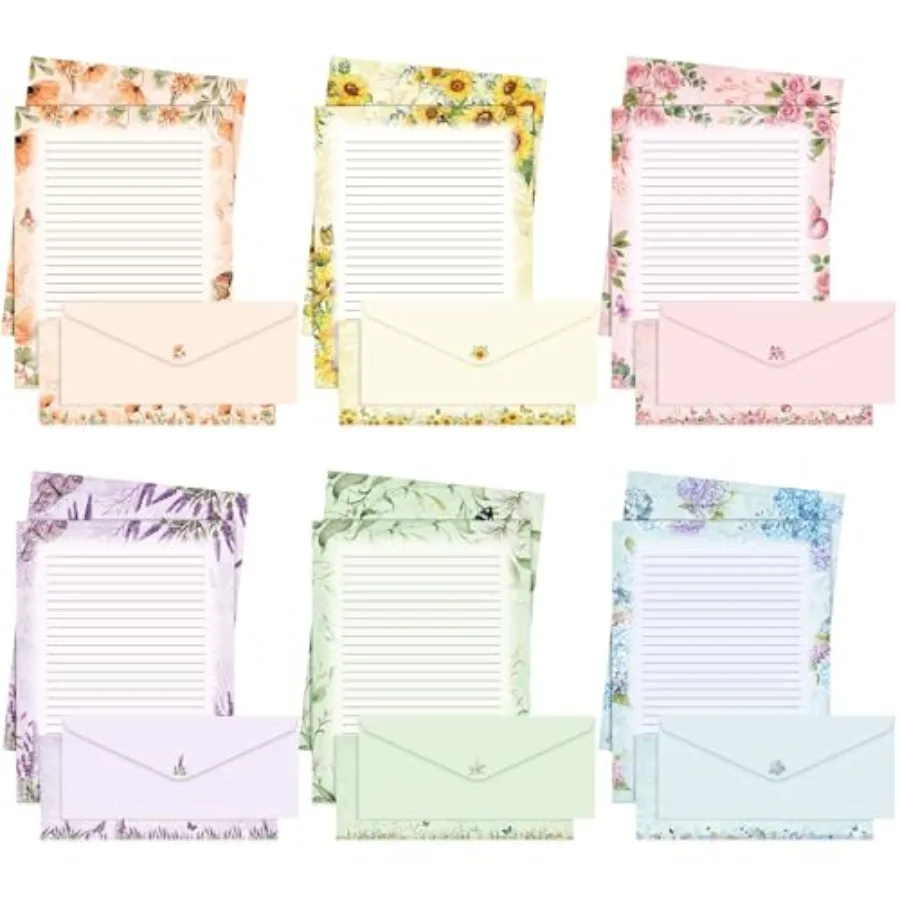90 Pcs Pretty Lined Stationery with Envelopes Set, 60 Sheets Floral Letter Paper and 30 Envelopes, 8.5 x 11 Inch Lined Writing
90 Pcs Pretty Lined Stationery with Envelopes Set, 60 Sheets Floral Letter Paper and 30 Envelopes, 8.5 x 11 Inch Lined Writing