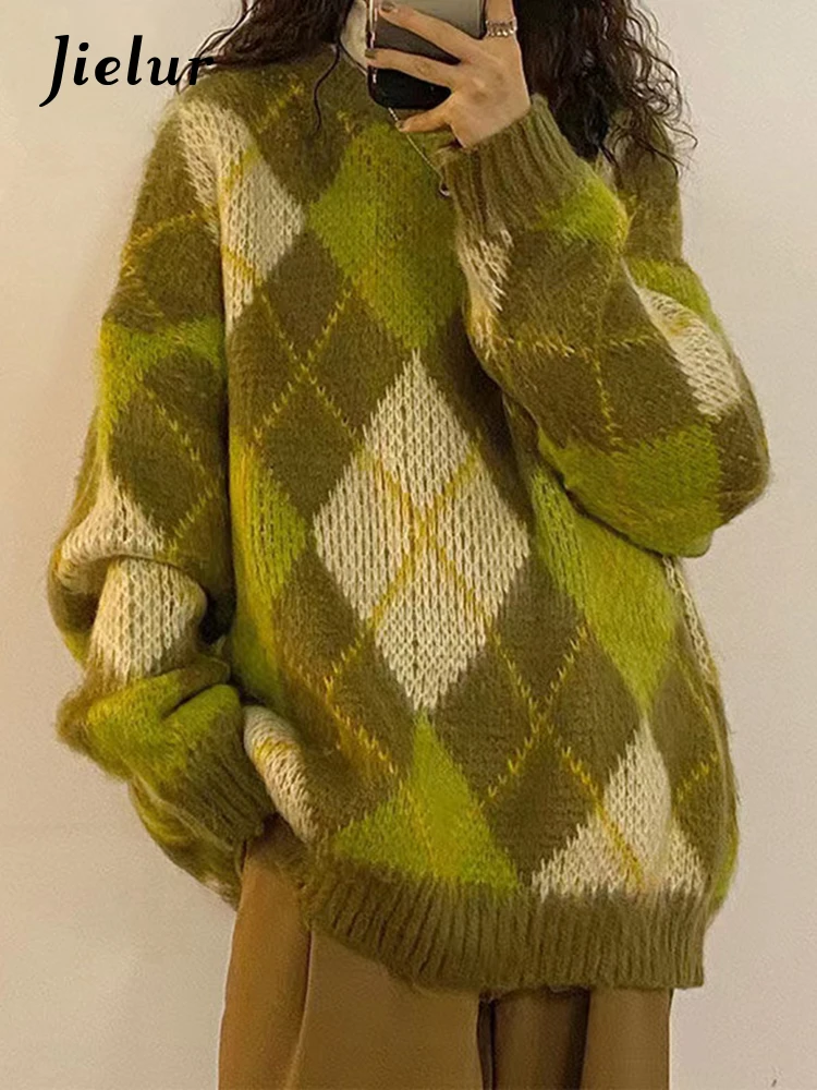 Jielur Vintage Preppy Style Plaid Women Pullovers O-neck Slight Stretch Casual Simple Fashion Female Streetwear Chic Office Lady
Jielur Vintage Preppy Style Plaid Women Pullovers O-neck Slight Stretch Casual Simple Fashion Female Streetwear Chic Office Lady