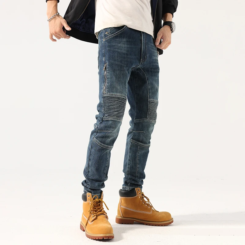 American Retro Patchwork Motorcycle Jeans Men's Autumn Trend Brand Slim Straight Elastic Casual Long Pants Cotton Elastic Denim
American Retro Patchwork Motorcycle Jeans Men's Autumn Trend Brand Slim Straight Elastic Casual Long Pants Cotton Elastic Denim