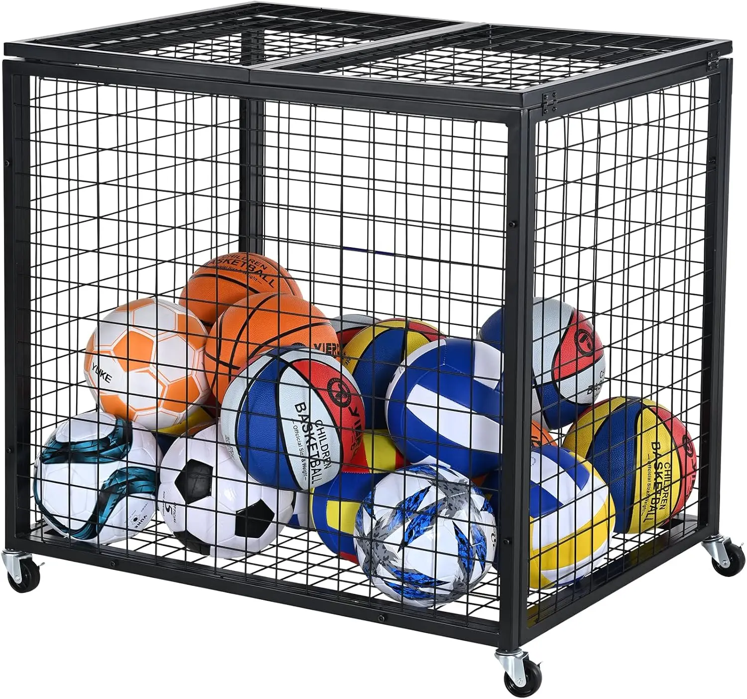 Lockable Rolling Sports Ball Storage Cart with Double Lids, Steel Organizer for Indoor Outdoor Use in Garages and Gyms
Lockable Rolling Sports Ball Storage Cart with Double Lids, Steel Organizer for Indoor Outdoor Use in Garages and Gyms
