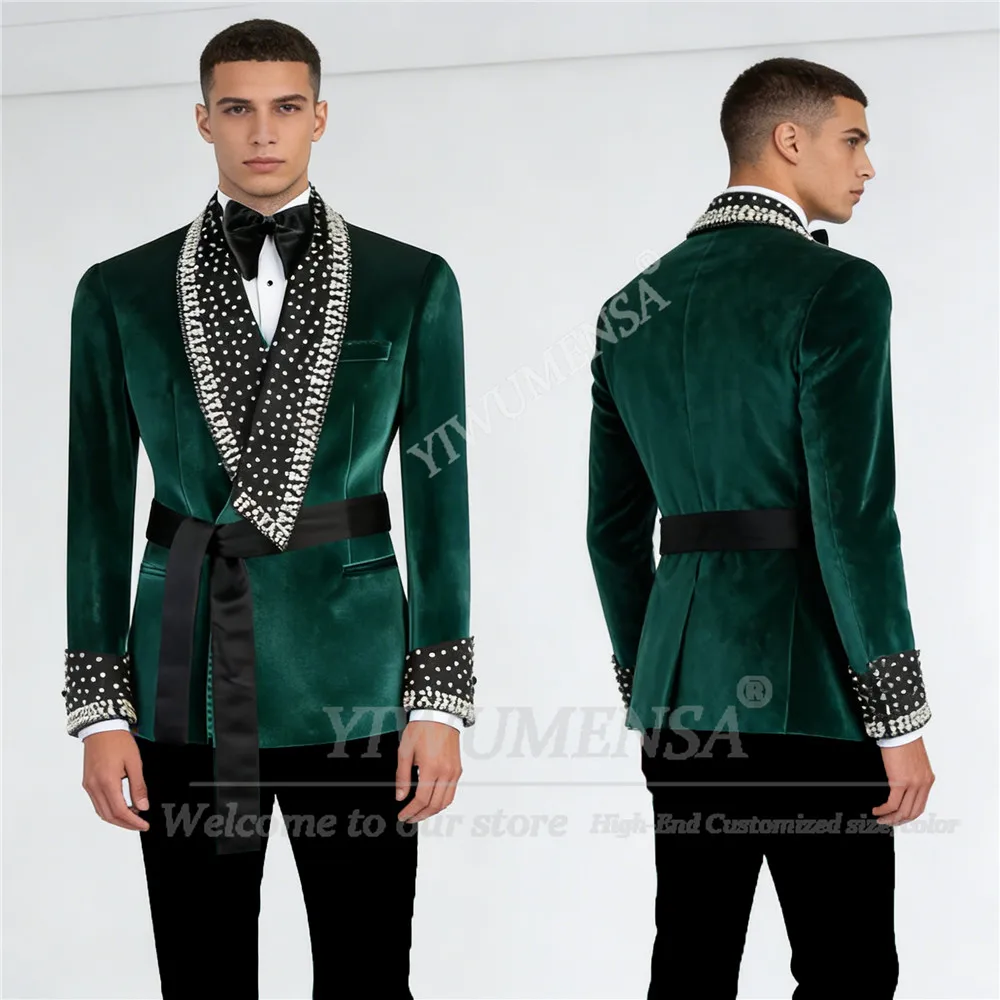 Роскошные ювелирные изделия, мужской костюм из бисера, наряд для свадьбы, двубортный пиджак, брюки, комплект из 2 предметов, смокинги для банкета жениха, мужские наряды для ужина
Роскошные ювелирные изделия, мужской костюм из бисера, наряд для свадьбы, двубортный пиджак, брюки, комплект из 2 предметов, смокинги для банкета жениха, мужские наряды для ужина