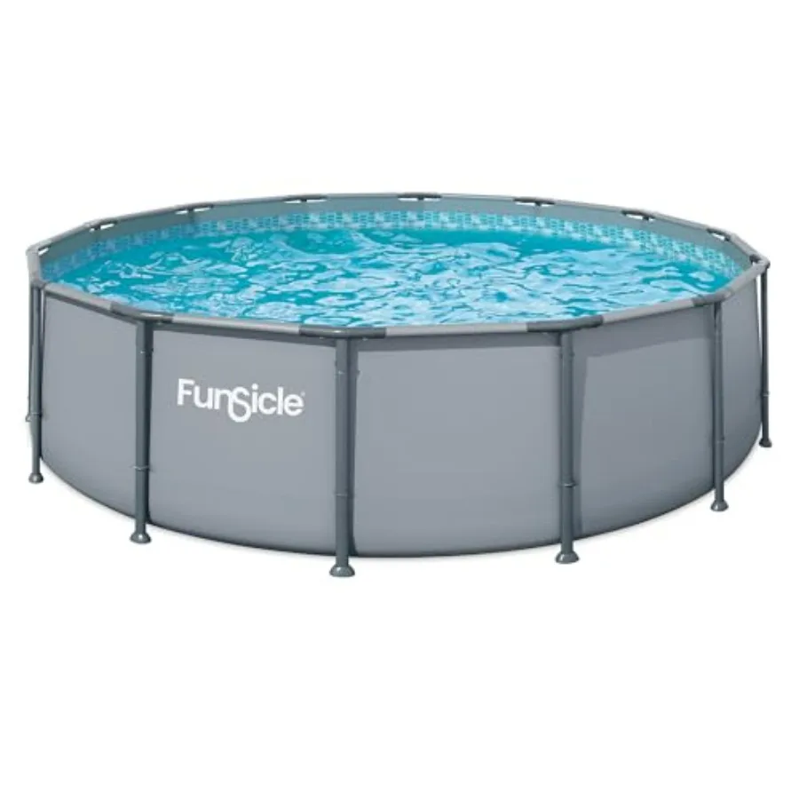 Above ground swimming pool for backyard use, cool gray vinyl material, round 14' x 42 design with FiltraBoost 1200 GPH filter p
Above ground swimming pool for backyard use, cool gray vinyl material, round 14' x 42 design with FiltraBoost 1200 GPH filter p