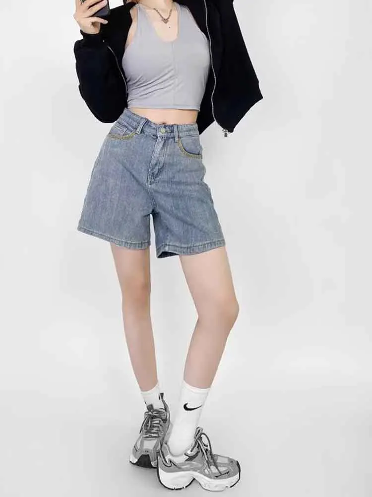 European style new women's clothing fashionable and versatile temperament simple retro high waist thin denim shorts
European style new women's clothing fashionable and versatile temperament simple retro high waist thin denim shorts