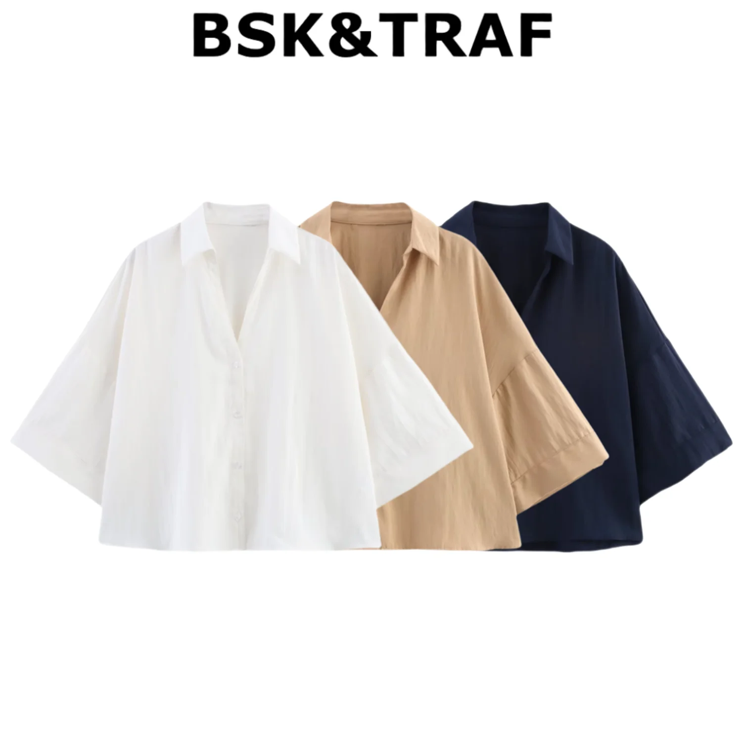 BSK&TRAF2025 Summer New Products Women's Temperament Lapel Wide Short Sleeve Loose Casual Shirt 8372/226
BSK&TRAF2025 Summer New Products Women's Temperament Lapel Wide Short Sleeve Loose Casual Shirt 8372/226