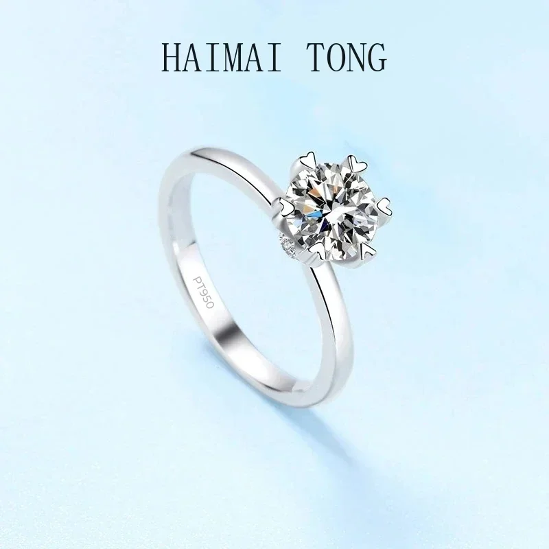 Moissanite Six-pronged PT950 Platinum Ring VVS1 1Carat D Color Heart Setting Quality Rings Luxury Wedding Jewelry for Women Fine
Moissanite Six-pronged PT950 Platinum Ring VVS1 1Carat D Color Heart Setting Quality Rings Luxury Wedding Jewelry for Women Fine