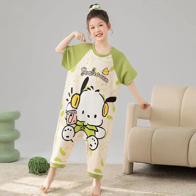 Cute Kuromi Sanrio Children Jumpsuit Pajamas Summer Pochacco One-piece Short Sleeves Girl Sweet Homewear Anti Kick Sleeping Bag
Cute Kuromi Sanrio Children Jumpsuit Pajamas Summer Pochacco One-piece Short Sleeves Girl Sweet Homewear Anti Kick Sleeping Bag