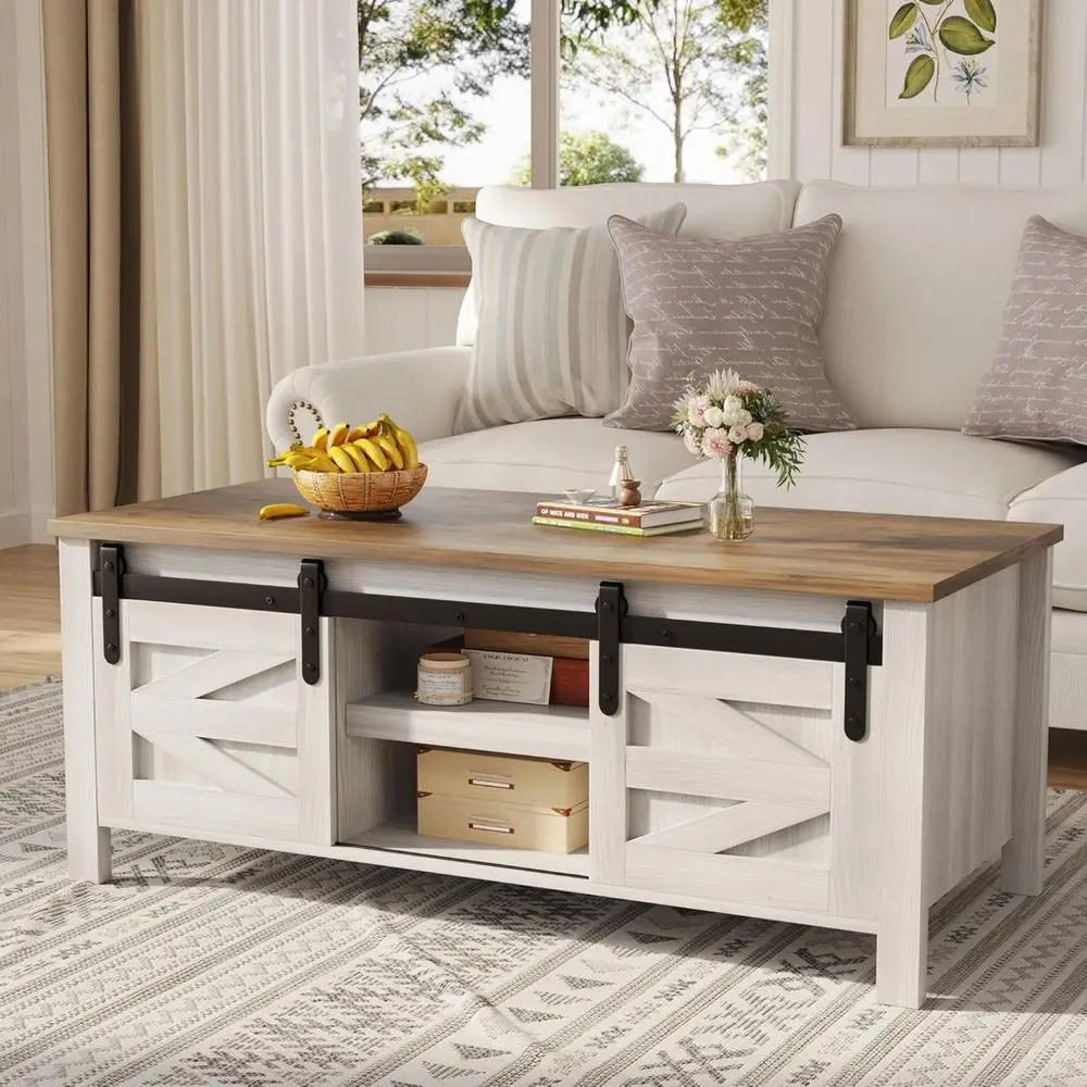 Coee Table with Storage and Sliding Barn Do, armhouse Living Room Table with Adjustable Shelves, Wood Rustic Center Table or Hom
Coee Table with Storage and Sliding Barn Do, armhouse Living Room Table with Adjustable Shelves, Wood Rustic Center Table or Hom