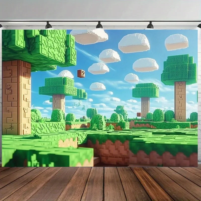 1Pixel Game Banner - retro Video Game Design,Green squares and blue sky,Vintage Style
1Pixel Game Banner - retro Video Game Design,Green squares and blue sky,Vintage Style