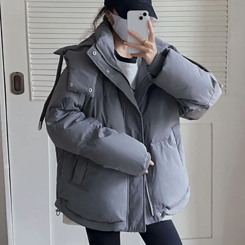 Winter Solid Color Thickened Warm Padded Down Jacket Baggy Hooded Zipper Design Feel Cotton Solid Colored Padded Coat
Winter Solid Color Thickened Warm Padded Down Jacket Baggy Hooded Zipper Design Feel Cotton Solid Colored Padded Coat