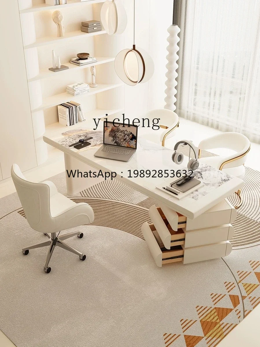 CC light luxury rock slab solid wood desk high-end Internet celebrity computer writing desk
CC light luxury rock slab solid wood desk high-end Internet celebrity computer writing desk