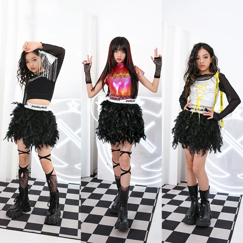 New Modern Jazz Dance Costume Girls Hip Hop Performance Clothes Kids Concert Catwalk Stage Wear Feather Skirt Jazz Tops BL13880
New Modern Jazz Dance Costume Girls Hip Hop Performance Clothes Kids Concert Catwalk Stage Wear Feather Skirt Jazz Tops BL13880