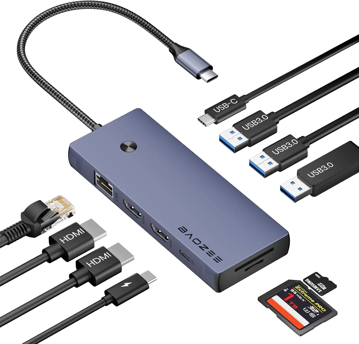 10-in-1 USB-C Docking Station with Dual HDMI 4K, Ethernet, PD 100W Charging, USB 3.0 Ports, SD/TF Reader for MacBook and Laptops
10-in-1 USB-C Docking Station with Dual HDMI 4K, Ethernet, PD 100W Charging, USB 3.0 Ports, SD/TF Reader for MacBook and Laptops