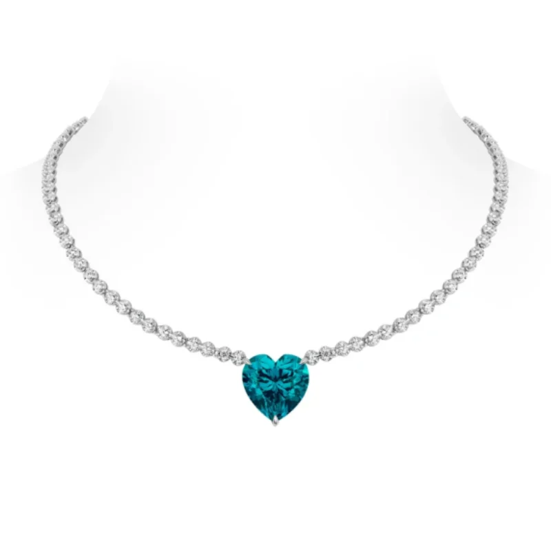BELLUX Pendant Chain 925 Silver Synthetic Zircon Blue-green Paraiba Tourmaline Heart Full Diamond Light Luxury Fashion Necklace
BELLUX Pendant Chain 925 Silver Synthetic Zircon Blue-green Paraiba Tourmaline Heart Full Diamond Light Luxury Fashion Necklace