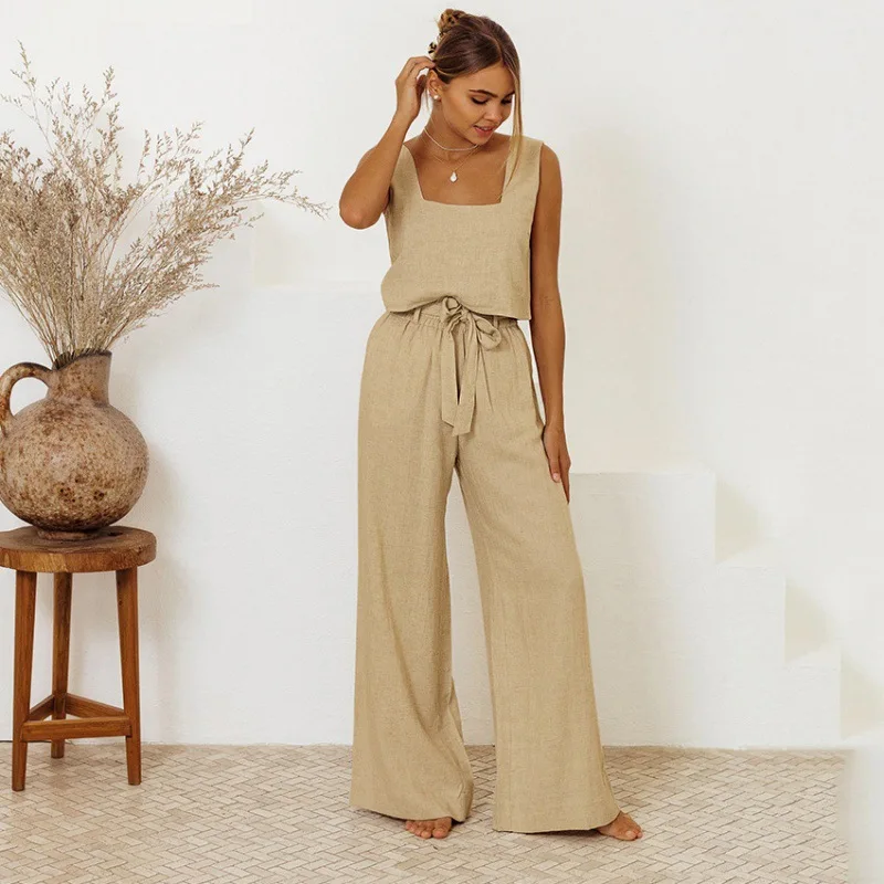 Fashion Sets for Women New Spring and Autumn New Cotton and Linen Ladies Vest Sleeveless Trousers Loose Womens Suit
Fashion Sets for Women New Spring and Autumn New Cotton and Linen Ladies Vest Sleeveless Trousers Loose Womens Suit