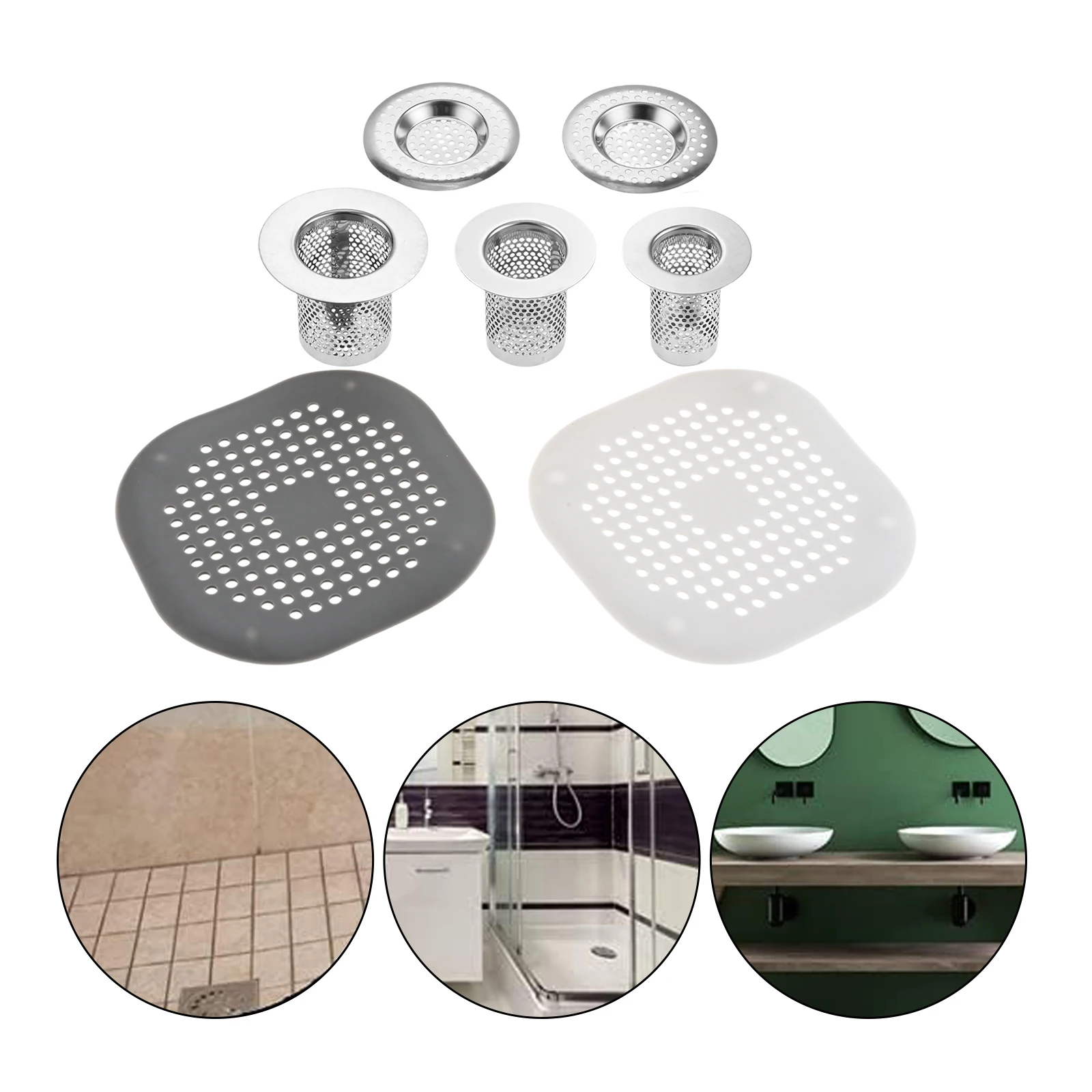 7pcs Shower Drain Set Stainless Steel Hair Catcher Silicone Sink Strainer Protector Strainer Plug Anti-Clogging Bathroom Kitchen
7pcs Shower Drain Set Stainless Steel Hair Catcher Silicone Sink Strainer Protector Strainer Plug Anti-Clogging Bathroom Kitchen