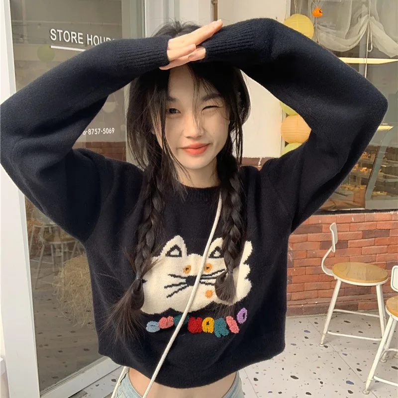 Women Autumn Winter Korean Sweet Trend Animal Cartoon Pattern Solid Color Sweater O-neck Sweater Tops Women Clothes Thick Kawaii
Women Autumn Winter Korean Sweet Trend Animal Cartoon Pattern Solid Color Sweater O-neck Sweater Tops Women Clothes Thick Kawaii
