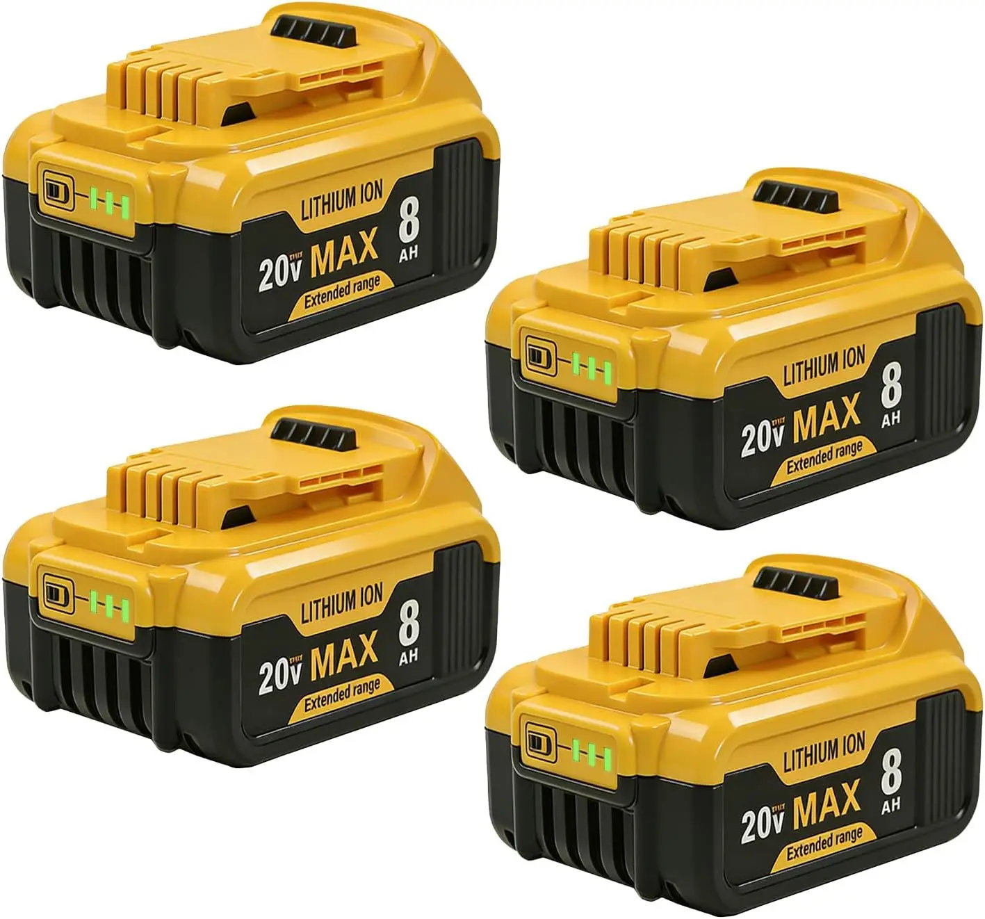 4-Pack 8.0Ah Replacement Battery for DeWalt 20V MAX Cordless Power Tools, Compatible with DCB208, DCB207, DCB206
4-Pack 8.0Ah Replacement Battery for DeWalt 20V MAX Cordless Power Tools, Compatible with DCB208, DCB207, DCB206