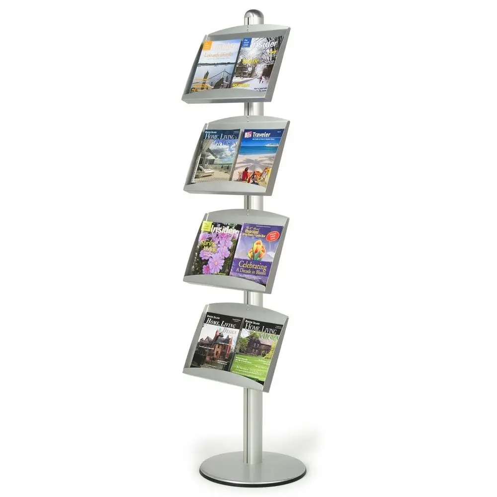 Silver Brushed Aluminum Brochure Stand with 4 Steel Pockets That Accommodate Various Size Literature, 181 4 x 73 x 18Inch, Free
Silver Brushed Aluminum Brochure Stand with 4 Steel Pockets That Accommodate Various Size Literature, 181 4 x 73 x 18Inch, Free