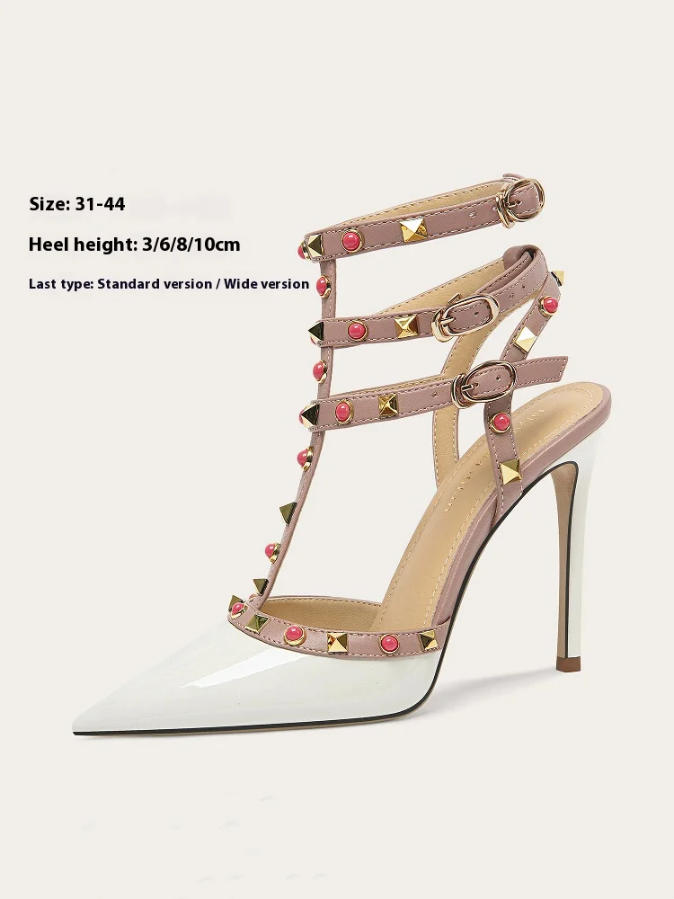 Spring and summer new pointed patent leather rivet sexy sandals thin high-heeled banquet dress large size small size women shoes
Spring and summer new pointed patent leather rivet sexy sandals thin high-heeled banquet dress large size small size women shoes