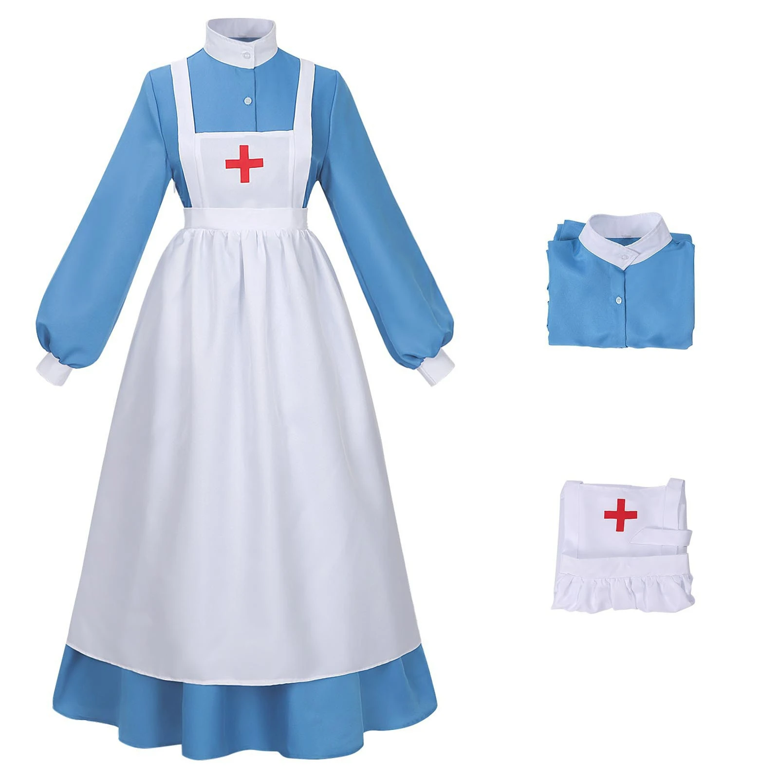 Historical Victorian Colonial Civil War Nurse Maid Uniform Suit Women's Blue Dress with Apron Halloween Carnival Party Cosplay
Historical Victorian Colonial Civil War Nurse Maid Uniform Suit Women's Blue Dress with Apron Halloween Carnival Party Cosplay