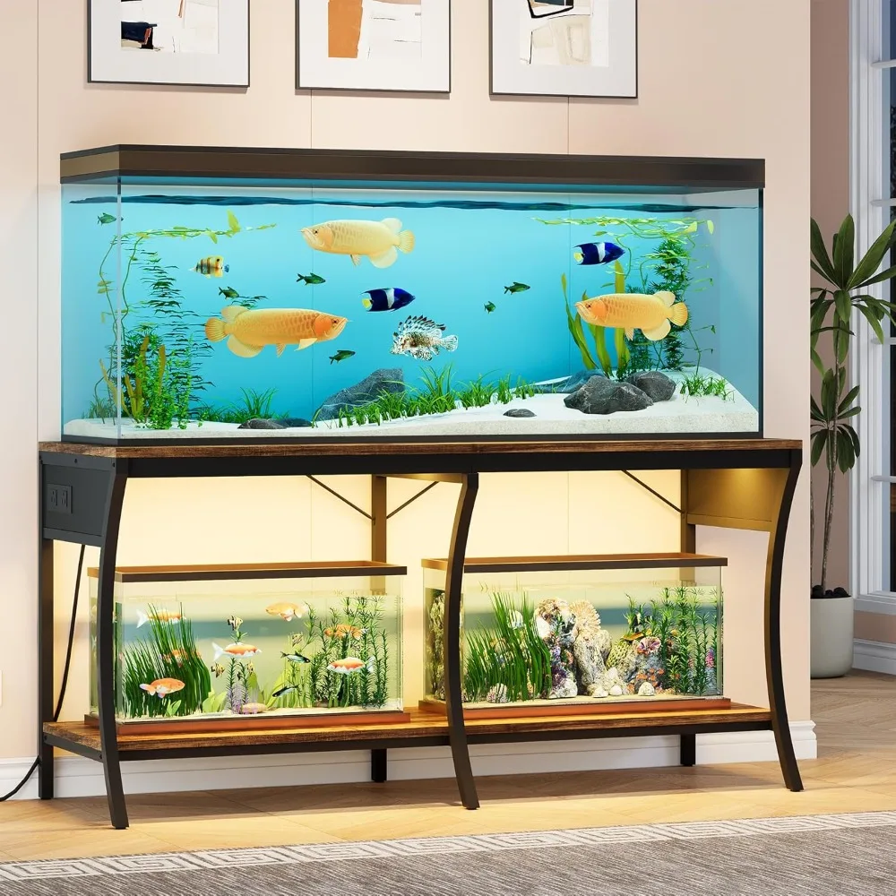 55-90 Gallon Fish Tank Stand, 2-Tier Aquarium Stand with LED Light Strip and Power Outlets, Reptile Tank Stand with Metal Frame,
55-90 Gallon Fish Tank Stand, 2-Tier Aquarium Stand with LED Light Strip and Power Outlets, Reptile Tank Stand with Metal Frame,