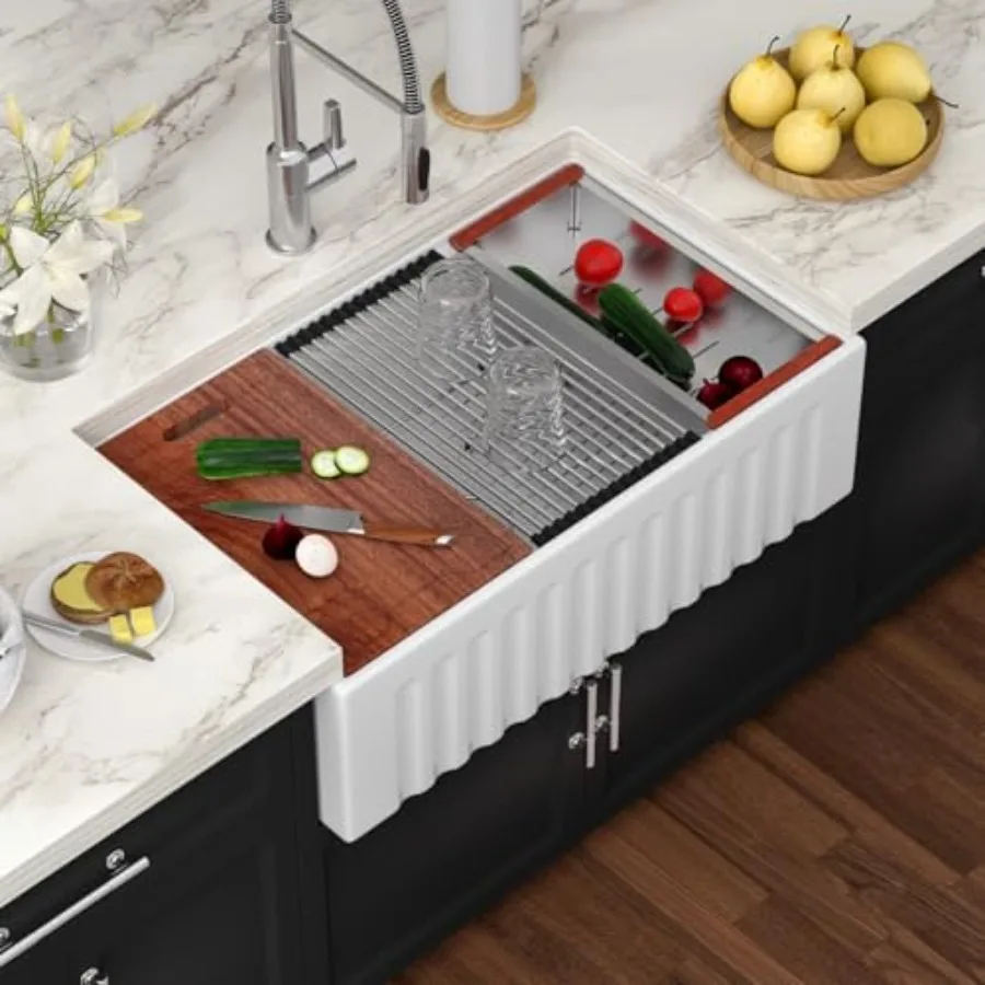 White Farmhouse Sink Workstation 33 Inch White Apron Front Fireclay Farm Sink Reversible Apron Ceramic Single Bowl Sink Large D
White Farmhouse Sink Workstation 33 Inch White Apron Front Fireclay Farm Sink Reversible Apron Ceramic Single Bowl Sink Large D