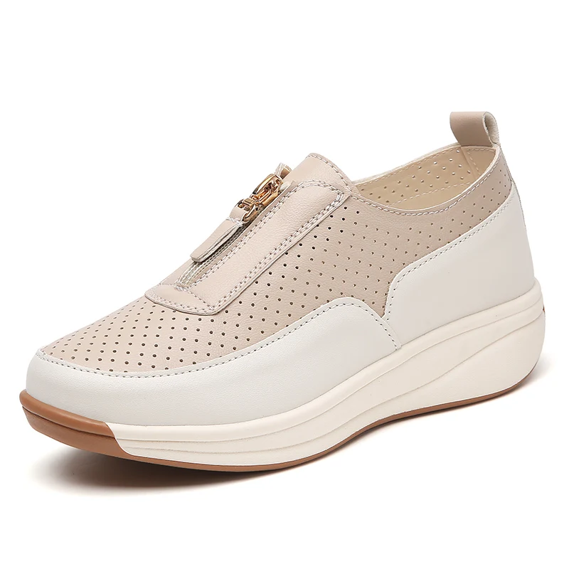 New women's loafers with wedge heels, thick soles, 100% genuine leather, fashionable, casual and breathable for moms
New women's loafers with wedge heels, thick soles, 100% genuine leather, fashionable, casual and breathable for moms