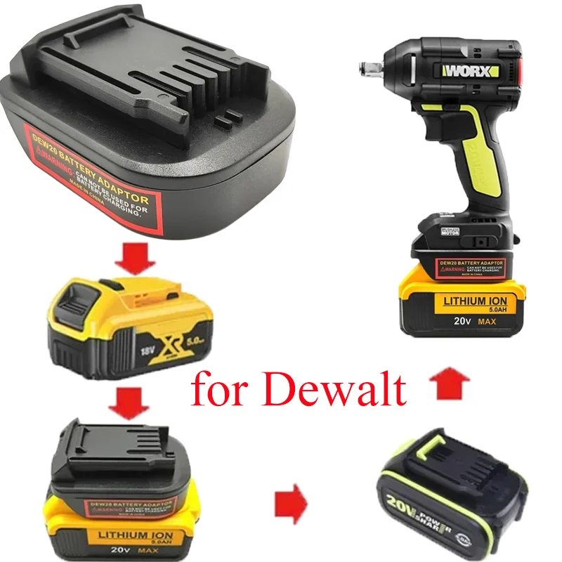 Battery Adapter for Worx 5-pin Green Power Tools Converter Converts Dewalt 18V 20V Li-Ion Batteries To Worx 20V Li-Ion Batteries
Battery Adapter for Worx 5-pin Green Power Tools Converter Converts Dewalt 18V 20V Li-Ion Batteries To Worx 20V Li-Ion Batteries