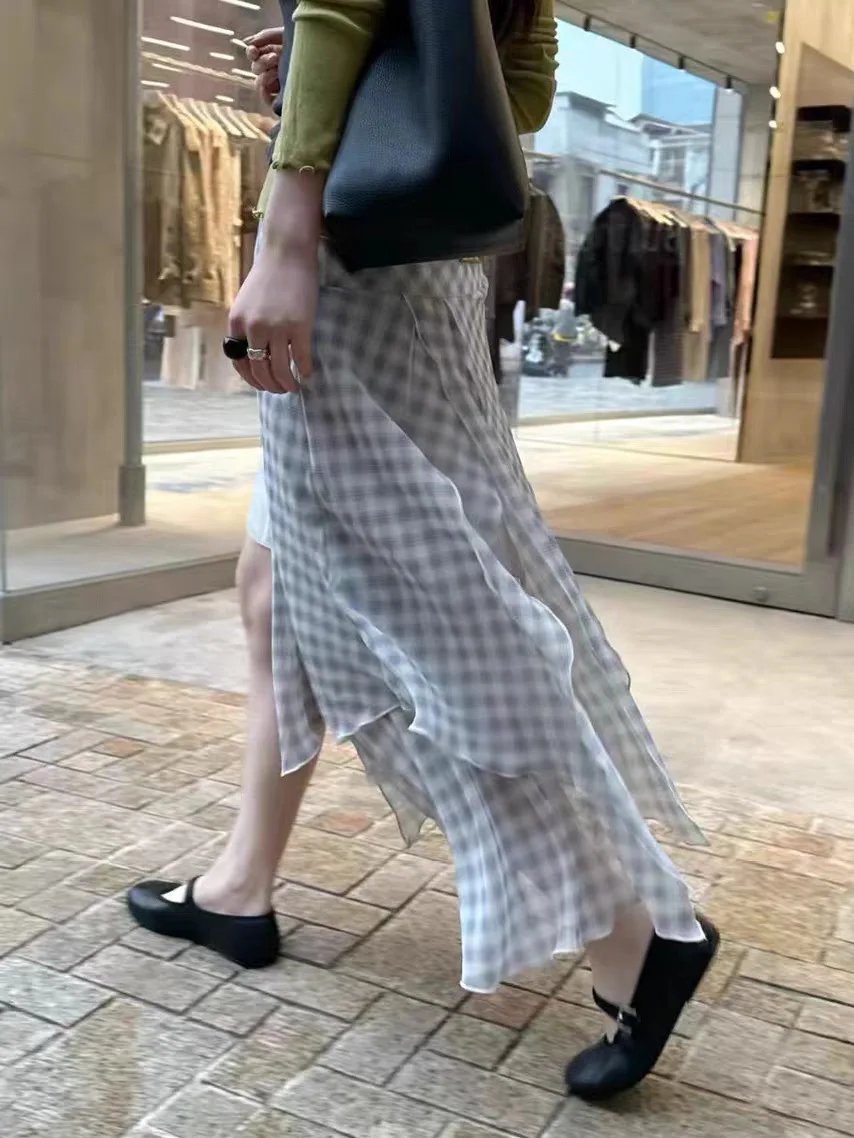 High Waist A-Line Skirt Women's Plaid Half Body Skirt Summer New Style Korean Style Long Legs Effect Half Skirt
High Waist A-Line Skirt Women's Plaid Half Body Skirt Summer New Style Korean Style Long Legs Effect Half Skirt