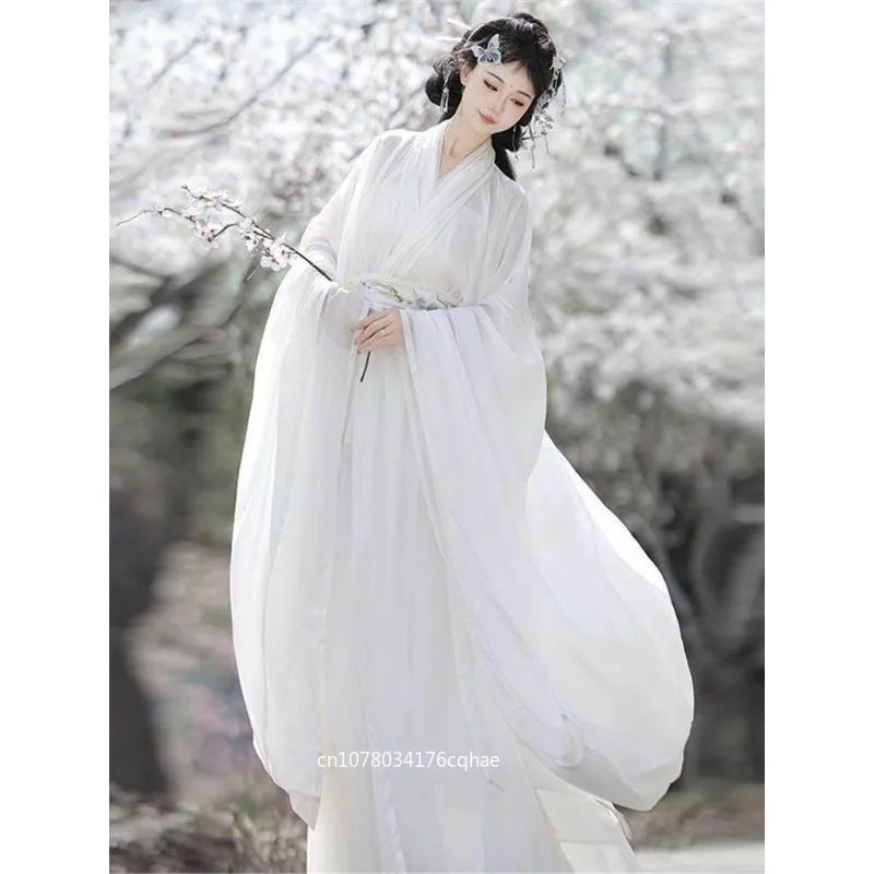Hanfu women's embroidered large-sleeved shirt double-layer cross-neck long shirt straight train super fairy
Hanfu women's embroidered large-sleeved shirt double-layer cross-neck long shirt straight train super fairy