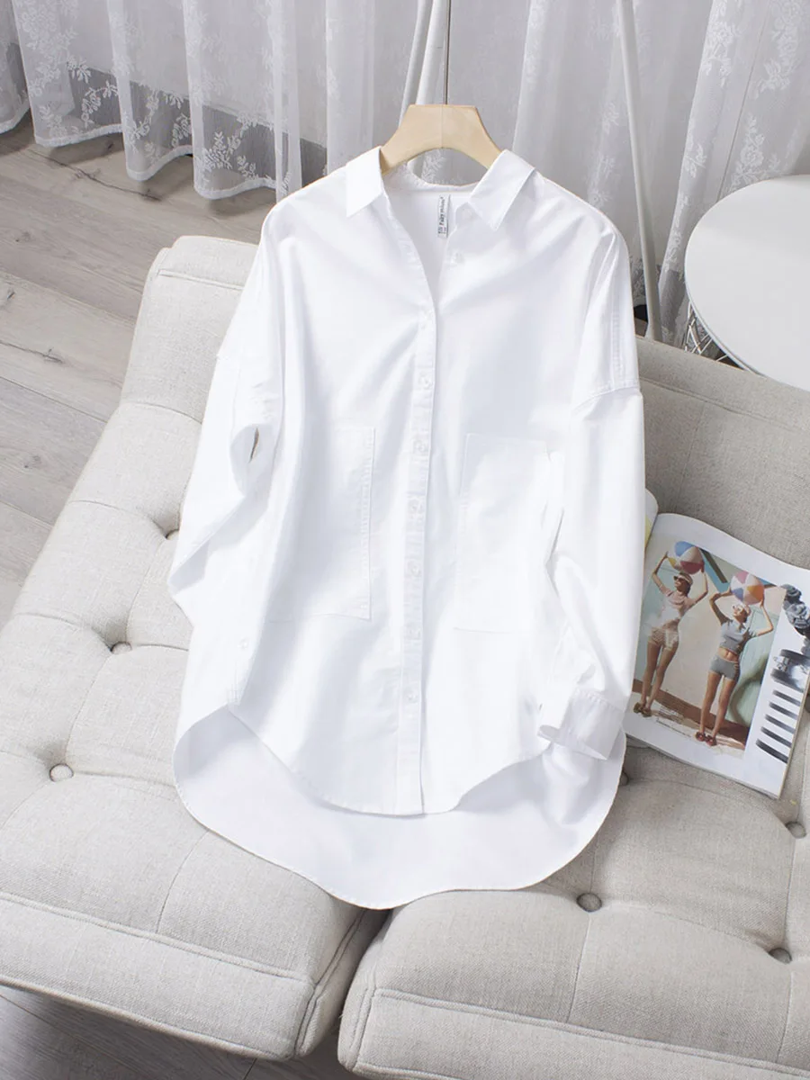 Women's medium-length white shirt pure cotton Oxford loose fashionable and versatile slim good quality
Women's medium-length white shirt pure cotton Oxford loose fashionable and versatile slim good quality