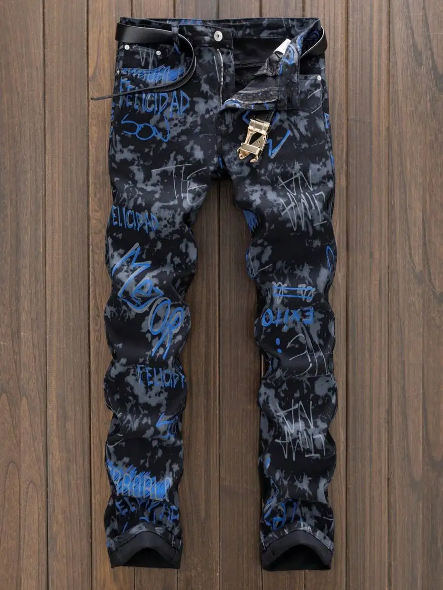 Mens Streetwear Printed Straight Slim Fit Casual Pants
Mens Streetwear Printed Straight Slim Fit Casual Pants