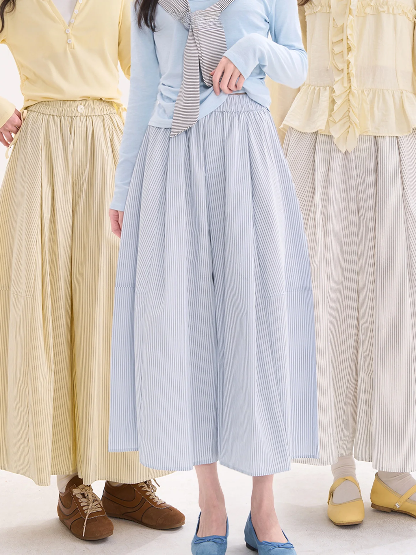 Корейские полосатые широкие брюки Heme для женщин, свободные повседневные брюки, прямые брюки из хлопка с высокой талией для ранней весны
Корейские полосатые широкие брюки Heme для женщин, свободные повседневные брюки, прямые брюки из хлопка с высокой талией для ранней весны