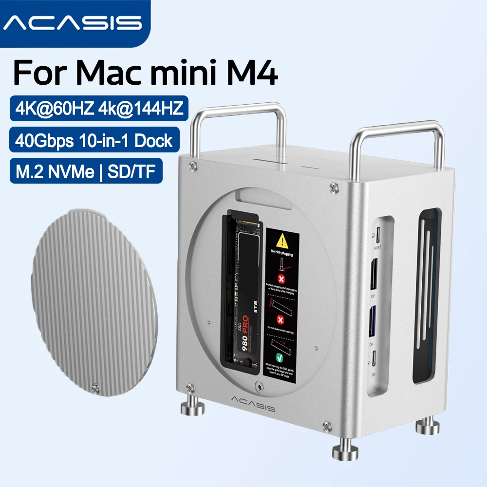 ACASIS Mac Mini M4 Dock & Stand 40Gpbs M.2 NVMe SSD Enclosure 10-IN-1 Docking Station USB-C Hub With 2xDP SD/TF 3.0 3xUSB-A 3.2
ACASIS Mac Mini M4 Dock & Stand 40Gpbs M.2 NVMe SSD Enclosure 10-IN-1 Docking Station USB-C Hub With 2xDP SD/TF 3.0 3xUSB-A 3.2