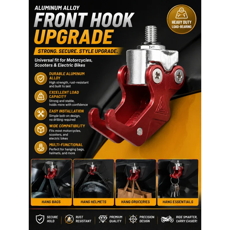 Aluminum Alloy Front Hook for Electric Scooter and Motorcycle
Aluminum Alloy Front Hook for Electric Scooter and Motorcycle