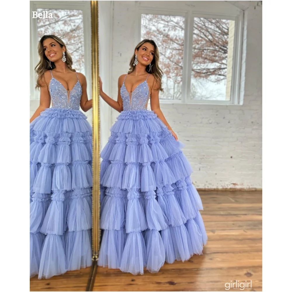 Bella Customize Синие блестящие кружевные халаты на тонких бретельках, многослойные сетчатые платья для выпускного вечера, свадебное платье без бретелек
Bella Customize Синие блестящие кружевные халаты на тонких бретельках, многослойные сетчатые платья для выпускного вечера, свадебное платье без бретелек