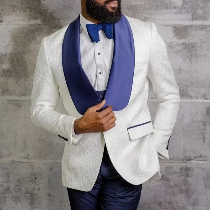 Elegant Jacquard Wedding Suits for Men Chic Satin Shawl Lapel Single Button 3 Piece Party Prom Dinner Wedding Groom Tuxedo
Elegant Jacquard Wedding Suits for Men Chic Satin Shawl Lapel Single Button 3 Piece Party Prom Dinner Wedding Groom Tuxedo