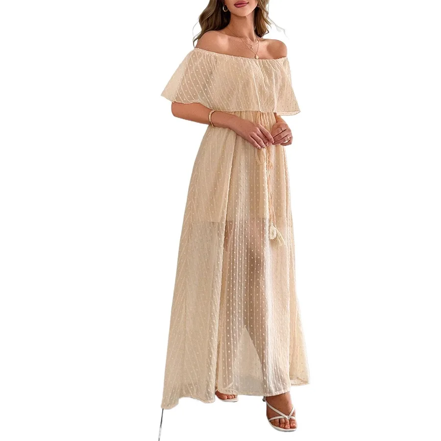 【New style】New style light luxury European and American temperament elegant tube top waist waist short-sleeved women's long dre
【New style】New style light luxury European and American temperament elegant tube top waist waist short-sleeved women's long dre