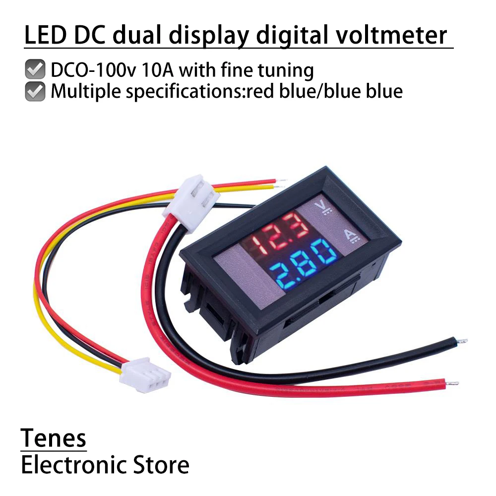DC 0-100V 10A Digital Voltmeter Ammeter Dual Display Voltage Detector Current Meter Panel Amp Volt Gauge 0.28" Red Blue LED
DC 0-100V 10A Digital Voltmeter Ammeter Dual Display Voltage Detector Current Meter Panel Amp Volt Gauge 0.28" Red Blue LED