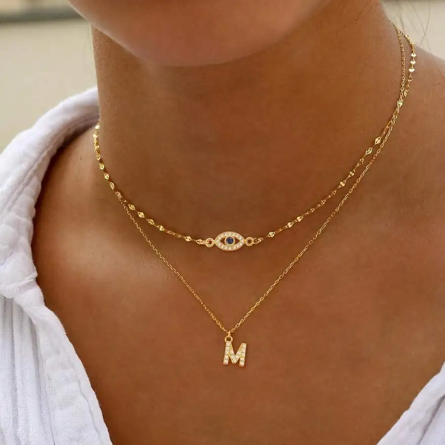 Layered Necklaces With Evil Eye And Initial Pendant For Women
Layered Necklaces With Evil Eye And Initial Pendant For Women