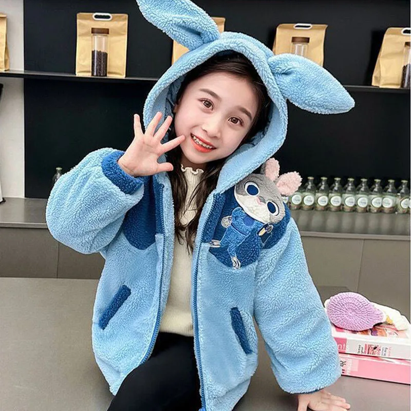Winter Girls Plush Coat Winter Judy Hopps Disney Thicken Warm Cotton Clothes Cute Bunny Cop Sweet Fashion Children Velvet Coat
Winter Girls Plush Coat Winter Judy Hopps Disney Thicken Warm Cotton Clothes Cute Bunny Cop Sweet Fashion Children Velvet Coat