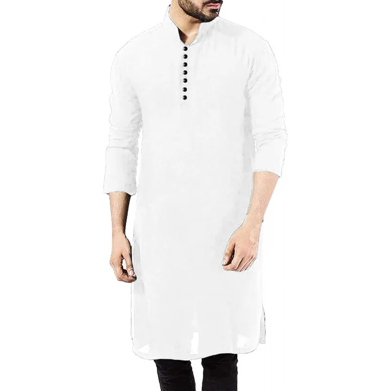 Men's Long Sleeve Muslim Thobe Robe Button Up Kaftan With Side Split and Pockets
Men's Long Sleeve Muslim Thobe Robe Button Up Kaftan With Side Split and Pockets