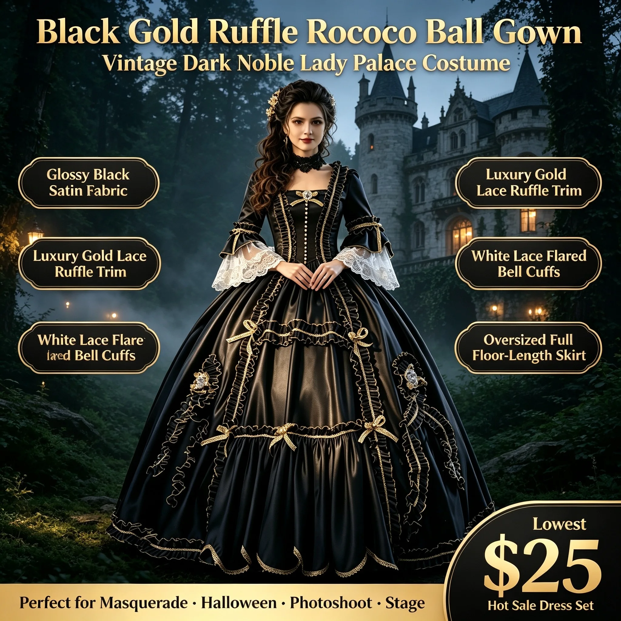 Black Wedding Dress for women Party Satin Marie Antoinette Long Ball Gown Dresses
Black Wedding Dress for women Party Satin Marie Antoinette Long Ball Gown Dresses