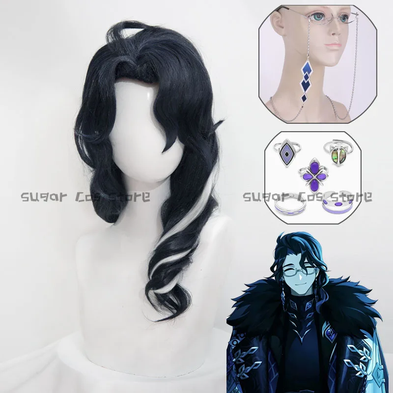 Game Genshin Impact Regrator Pantalone Cosplay Wig Glasses Rings Pantalone Dark Blue Curly Synthetic Hair Halloween Party Props
Game Genshin Impact Regrator Pantalone Cosplay Wig Glasses Rings Pantalone Dark Blue Curly Synthetic Hair Halloween Party Props